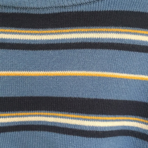 Light Blue  Stripe Crop Knit Sweater Top Size M - Picture 2 of 5